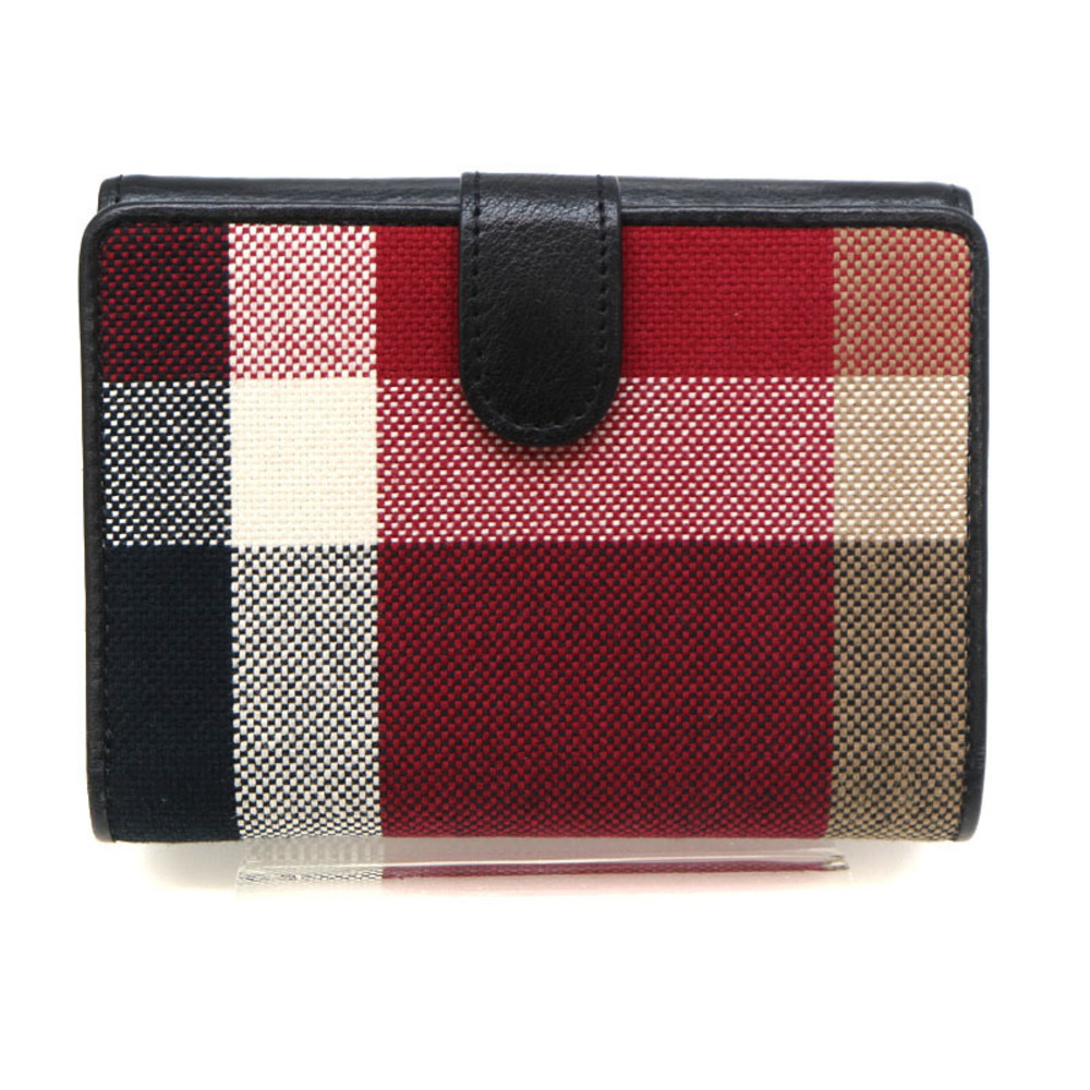 Burberry Hook Wallet Double Canvas Leather Red Black - Picture 3 of 8